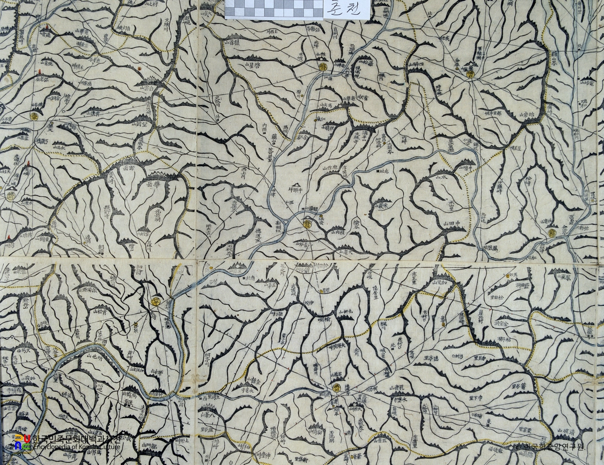 대동여지도 중 강원도 춘천 부분