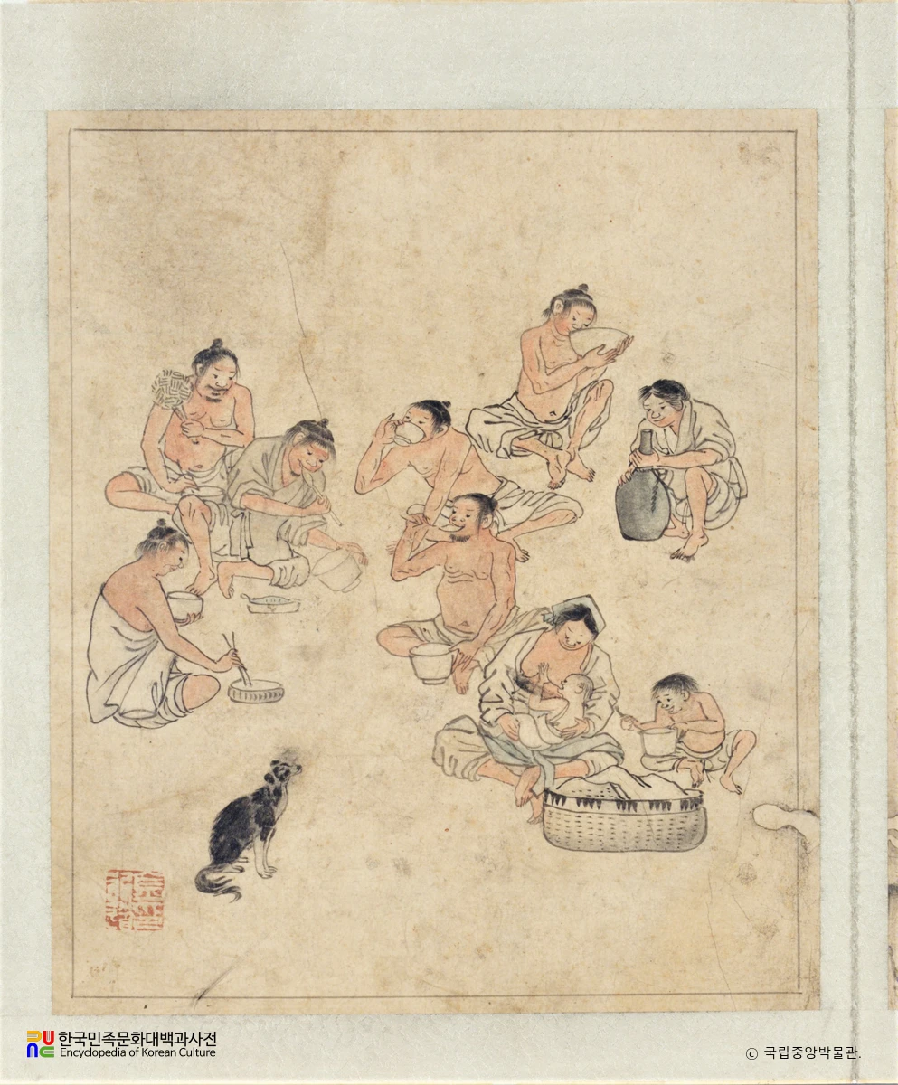 김홍도필 풍속도화첩 중 점심
