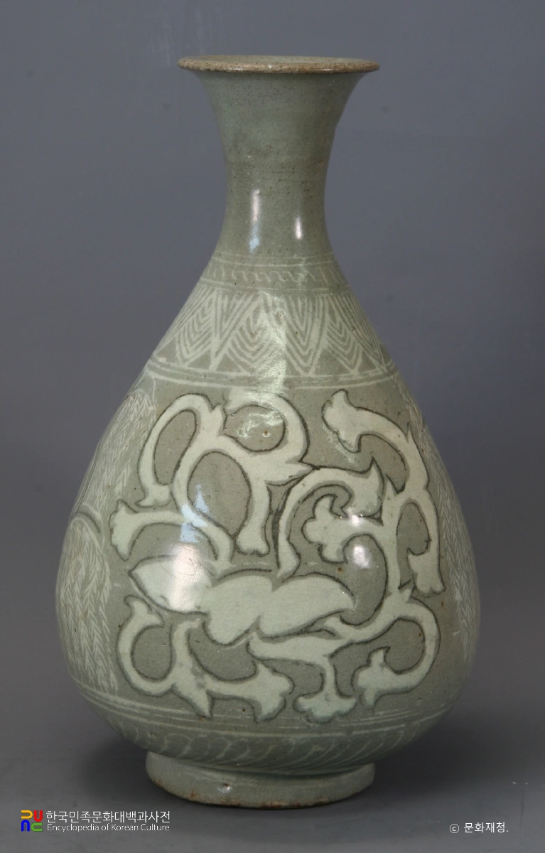 분청사기 상감 모란유문 병