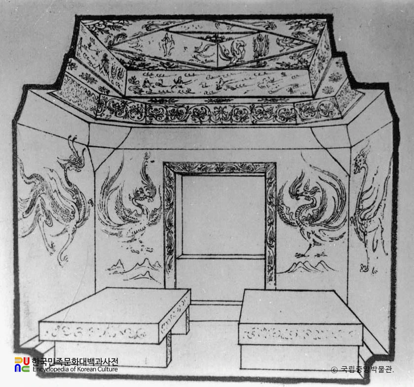 평안남도 강서 강서대묘 현실 견취도