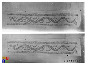 경주 충효동 고분군 중 도굴분의 용문조각석주 탁본