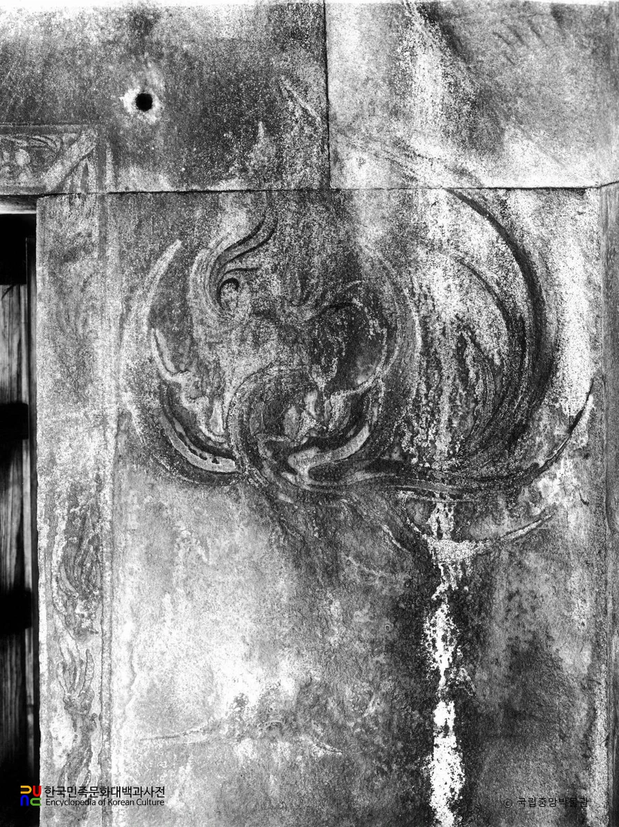 평남 강서 강서대묘 현실 입구 남벽 우측 주작