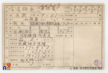 일제 주요감시대상 인물카드 김광섭(金珖燮)_01_후면