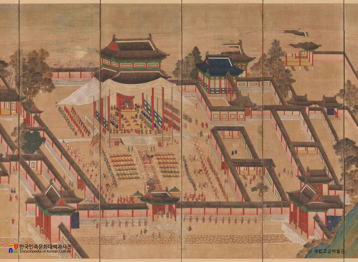 왕세자탄강진하도 병풍 제4-제7폭