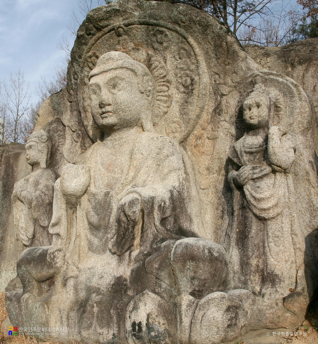 영주 가흥동 마애여래삼존상 및 여래좌상 중 마애여래삼존상 정측면
