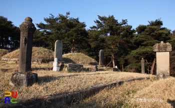 함양 평촌리 옥계 신도비 및 부부 묘표 전경