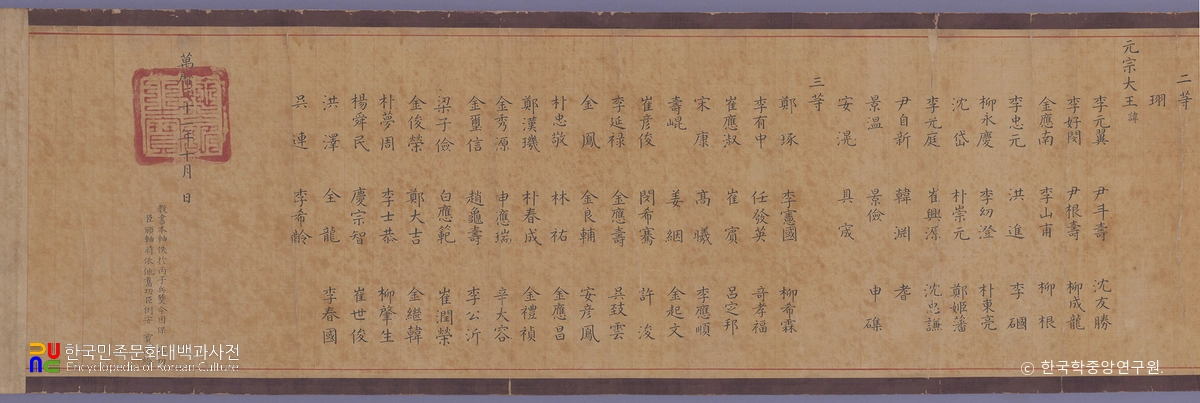 박동량 호성공신교서 부분