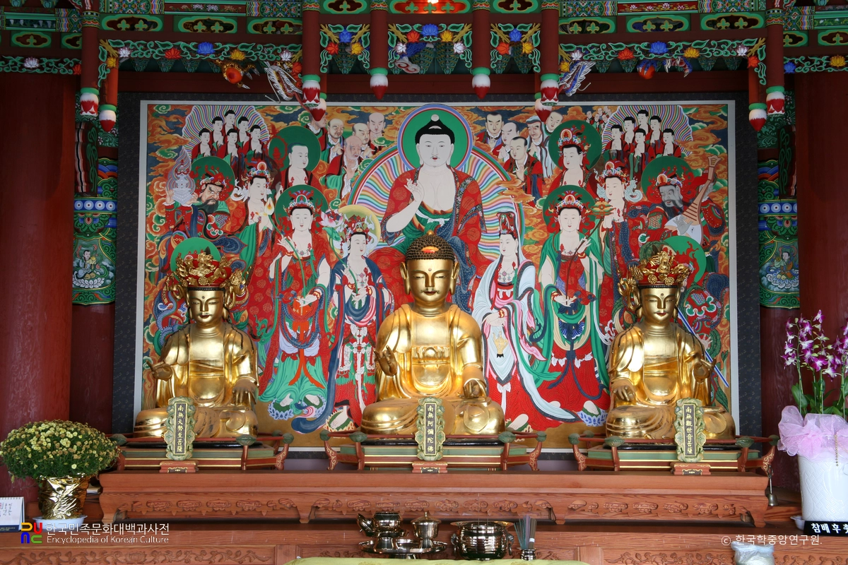 목포 달성사 목조 아미타삼존불 좌상