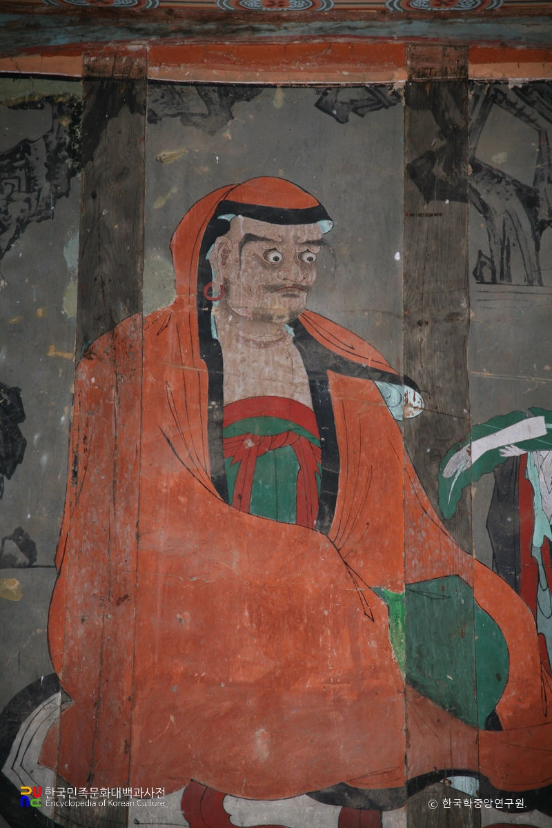 보성 대원사 극락전 관음보살,달마대사 벽화
