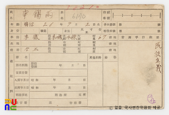 일제 주요감시대상 인물카드 신석우(申錫雨)_01_후면