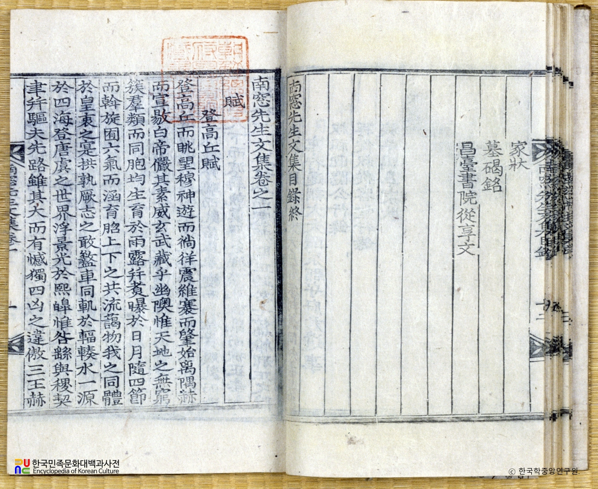 정제의 남창문집 중 권수면