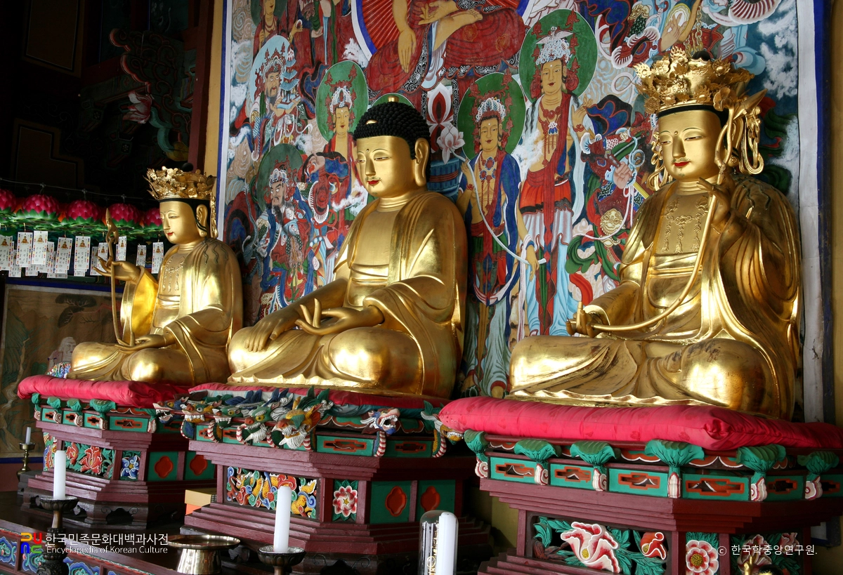 진도 쌍계사 목조삼존불좌상