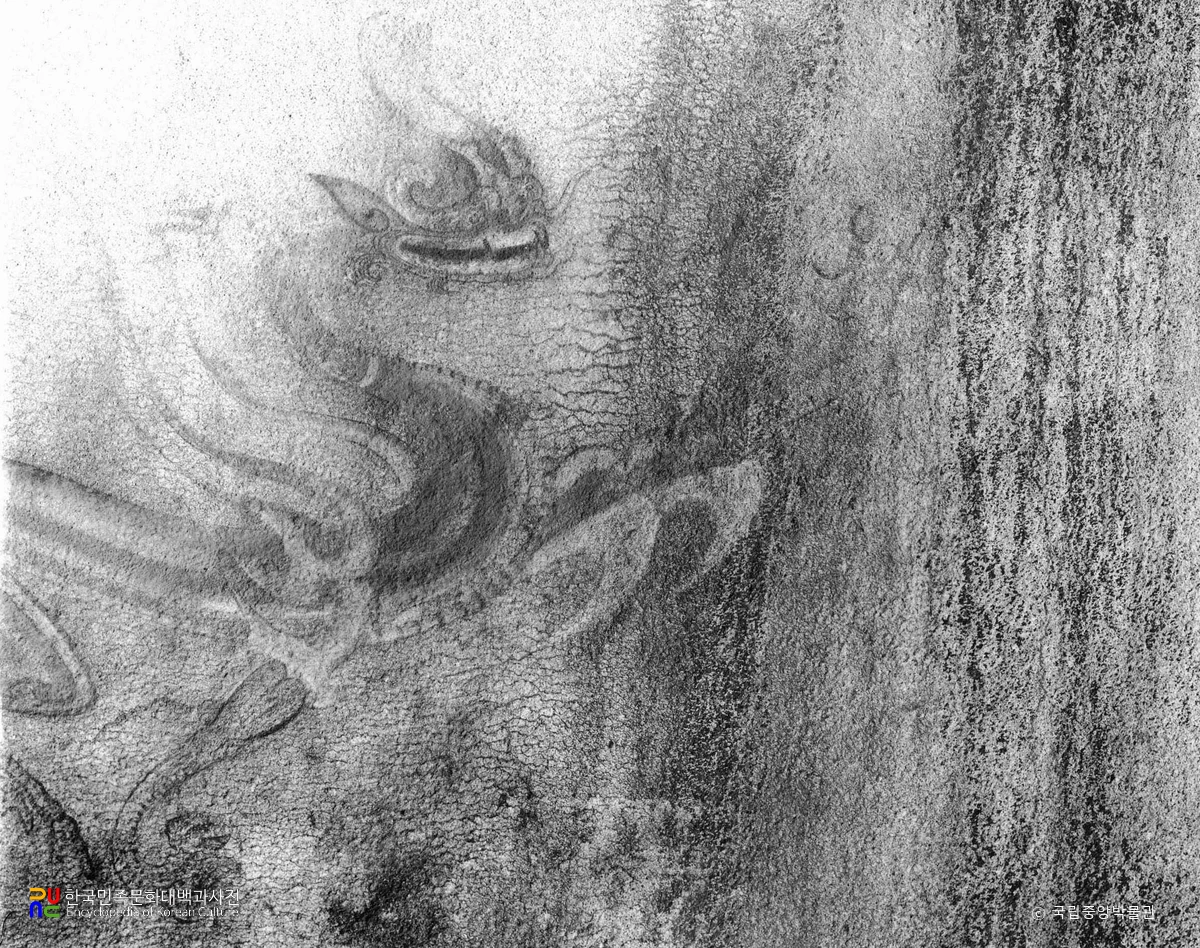 평남 강서 강서중묘 현실 동벽 청룡(파노라마)