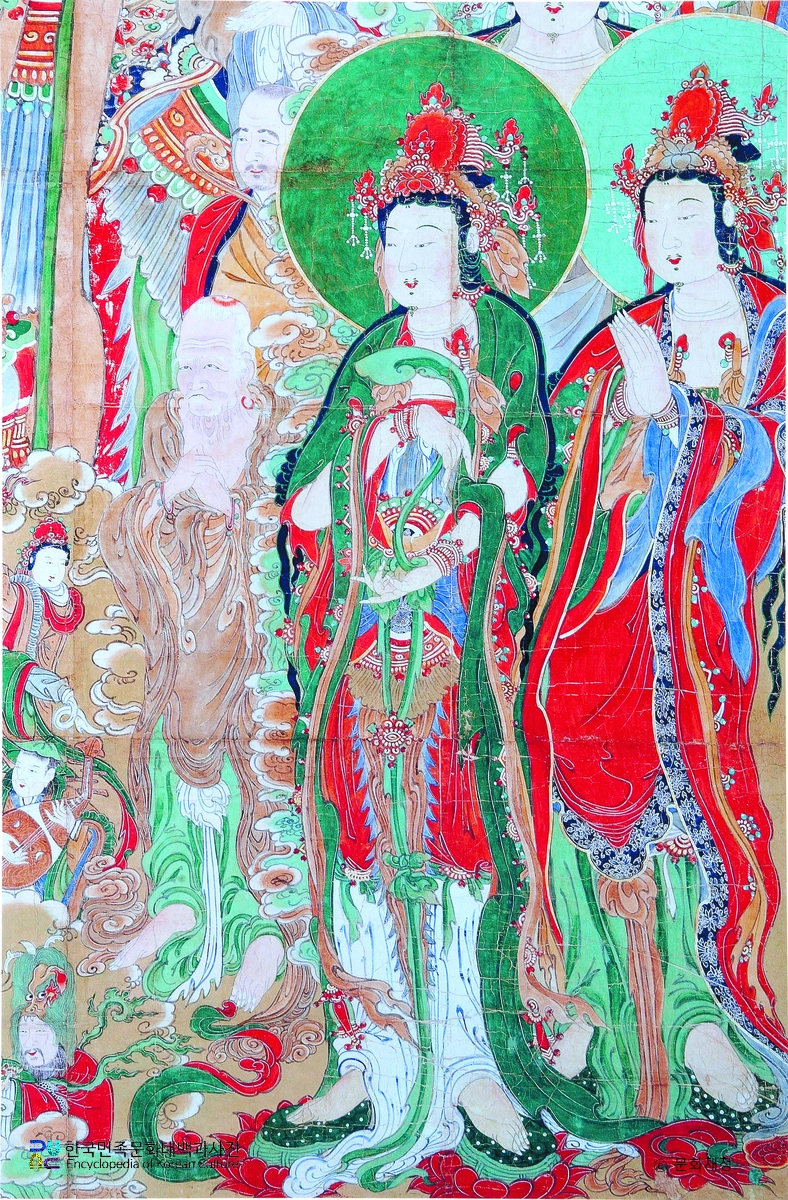 남양주 봉선사 비로자나삼신괘불도 중 보살과 가섭