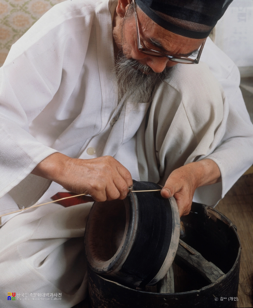 망건장 / 망건골에 씌인 당엮기