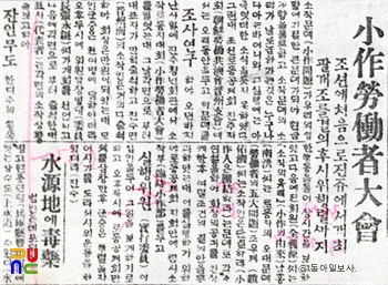 소작 노동자 대회 관계기사