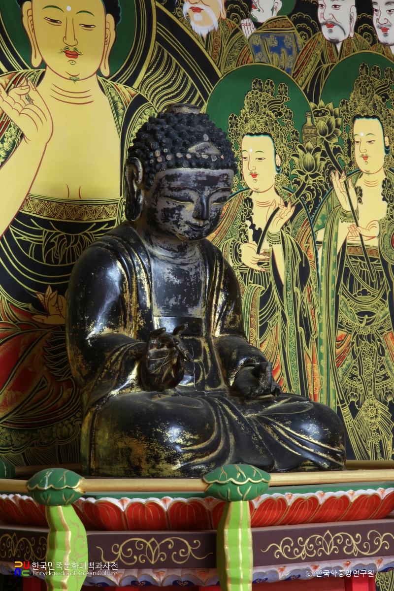 하동 청심사 목조아미타여래좌상 좌측면