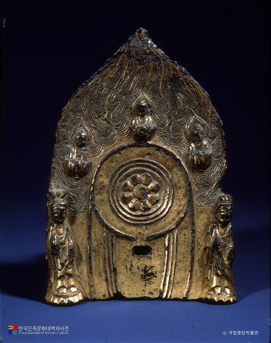 건흥5년명 금동석가삼존불광배