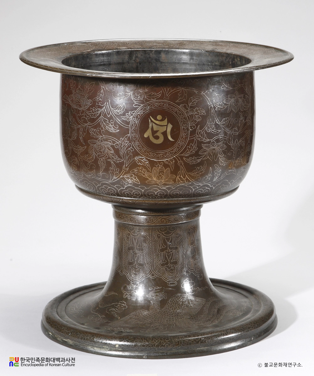 양산 통도사 청동은입사향완