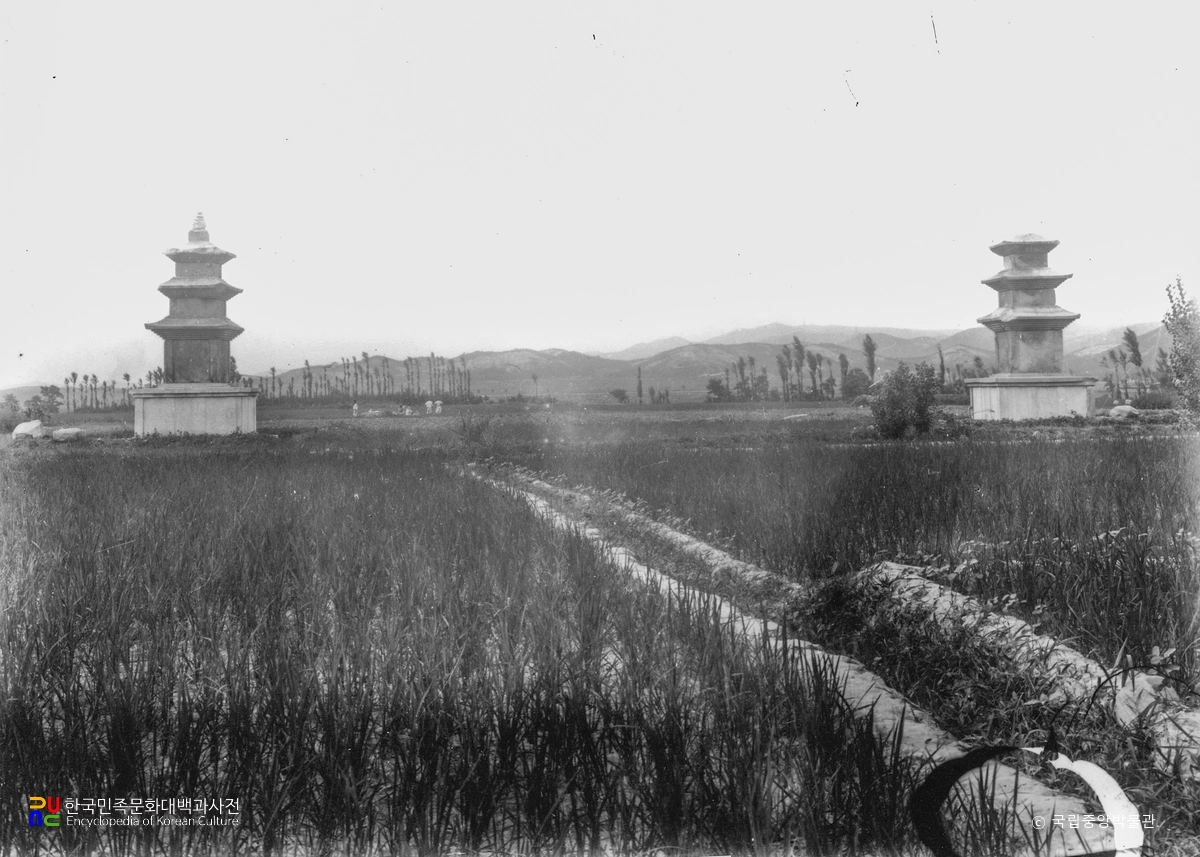 경주 천군동 동ㆍ서 삼층석탑 전경