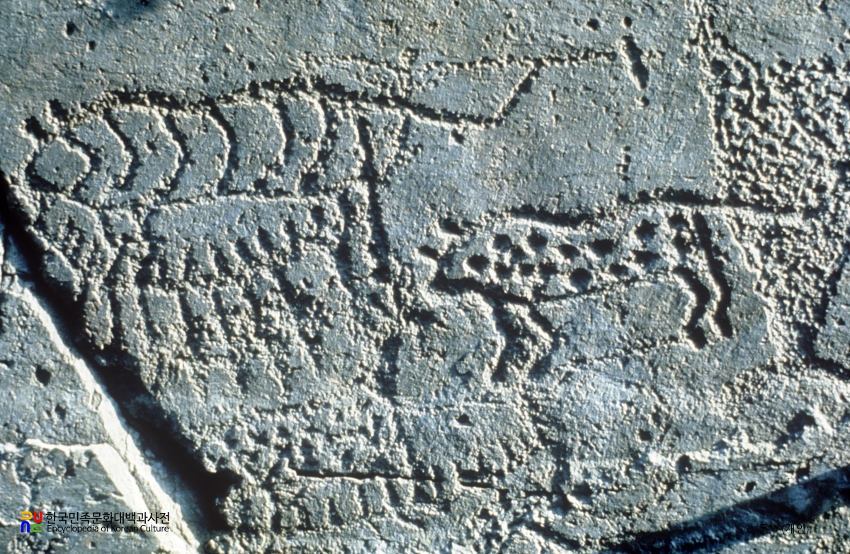 울주 대곡리 반구대 암각화 세부 모습