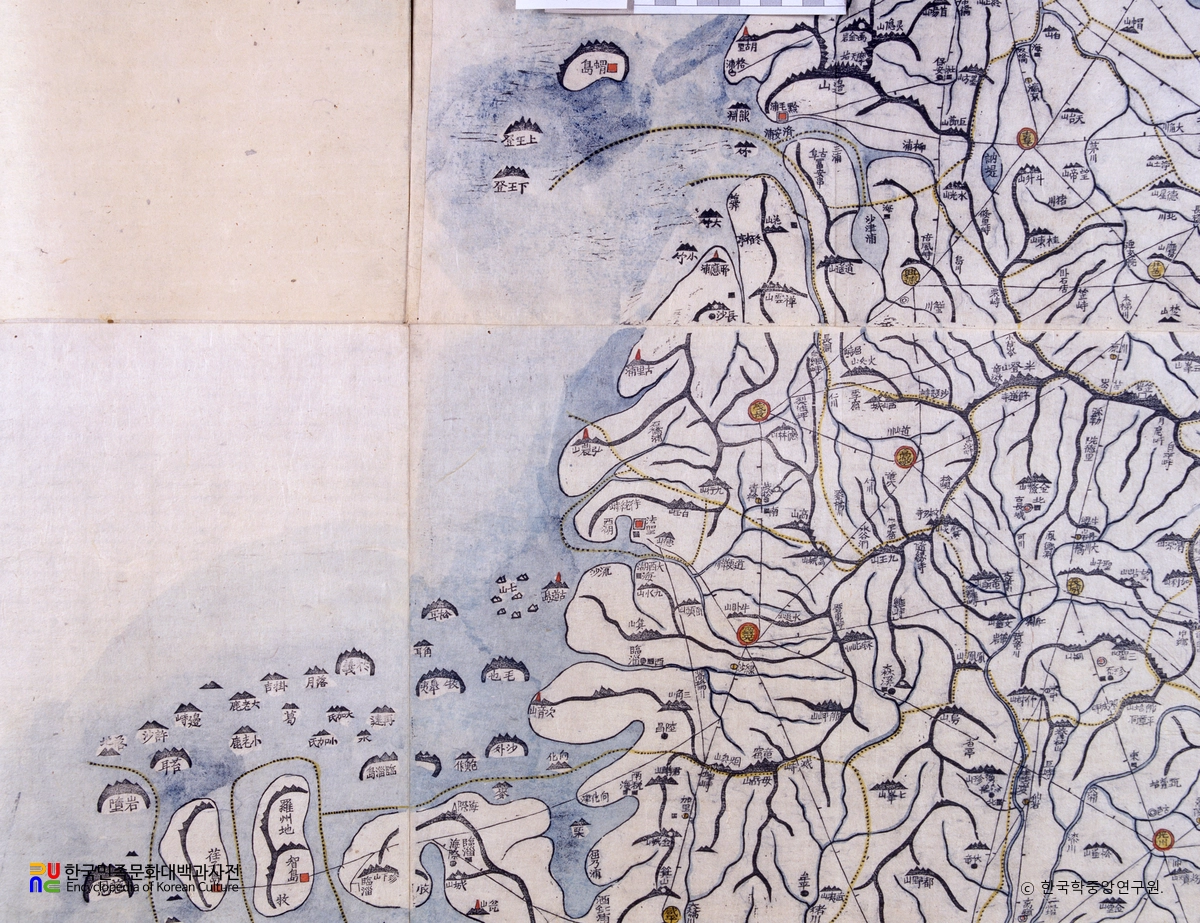 대동여지도 중 전라북도 고창, 영광 부분