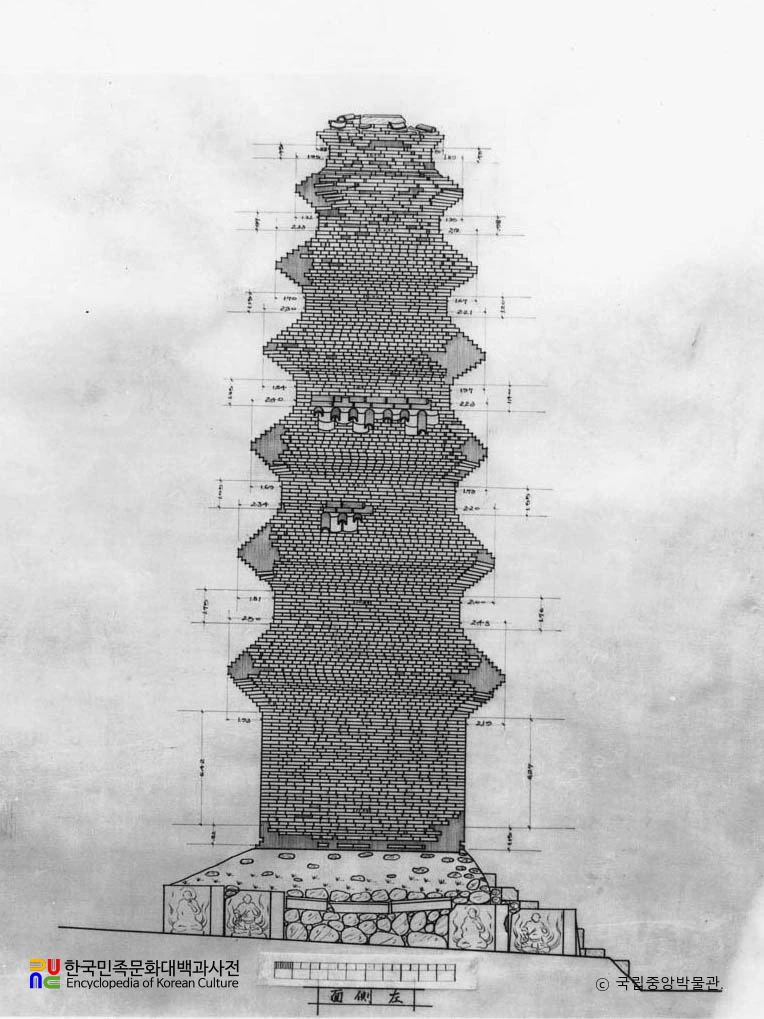 경북 안동 신세동 칠층전탑 좌측면 실측도