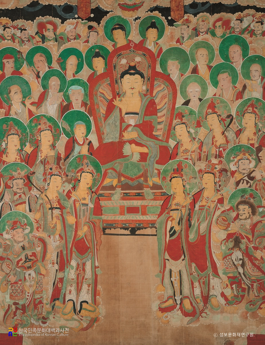 경주 기림사 비로자나삼불회도(비로자나불)