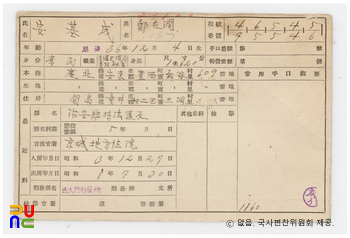 일제 주요감시대상 인물카드 안기성(安基成)_03_후면