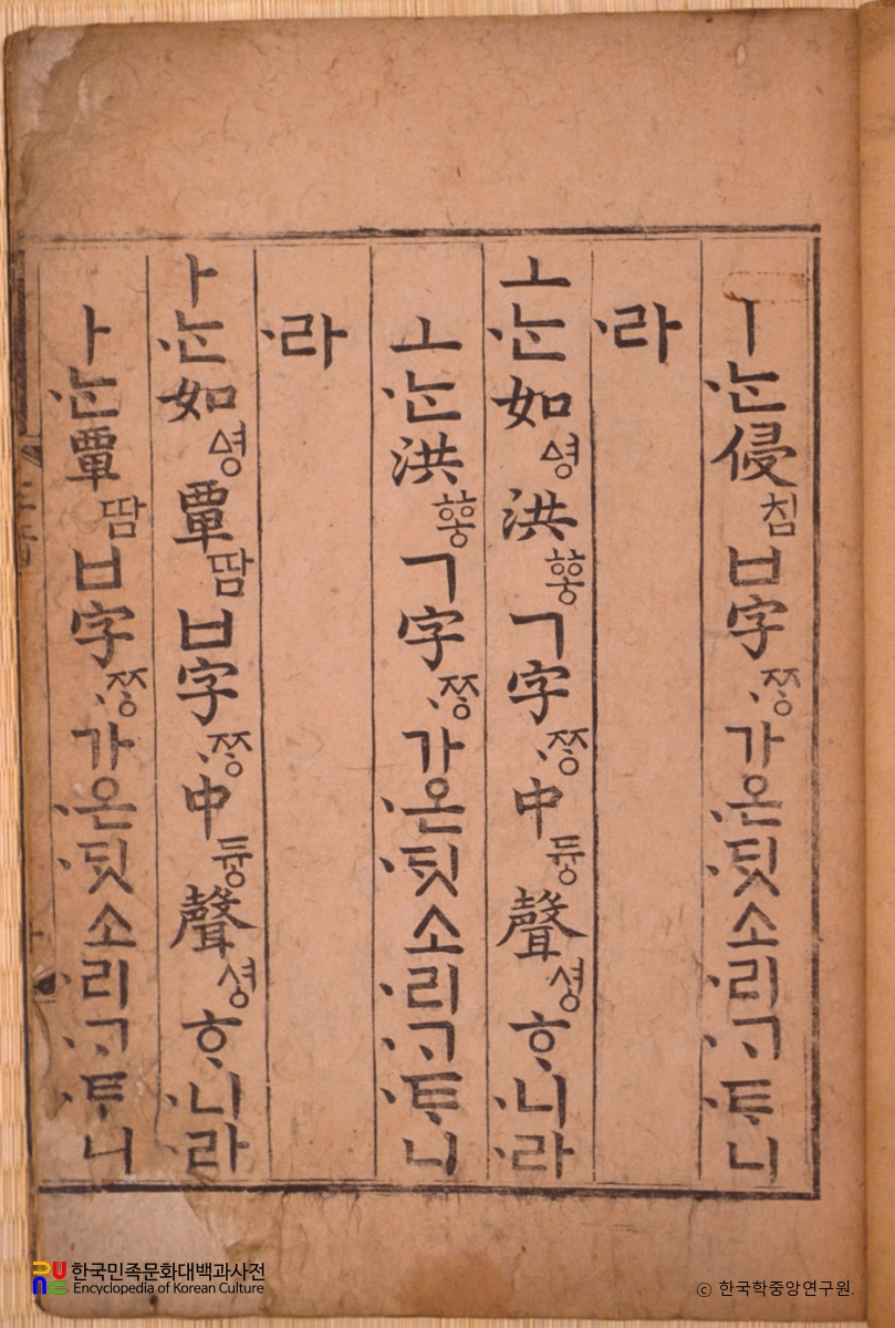 훈민정음언해 ㅣ, ㅗ, ㅏ