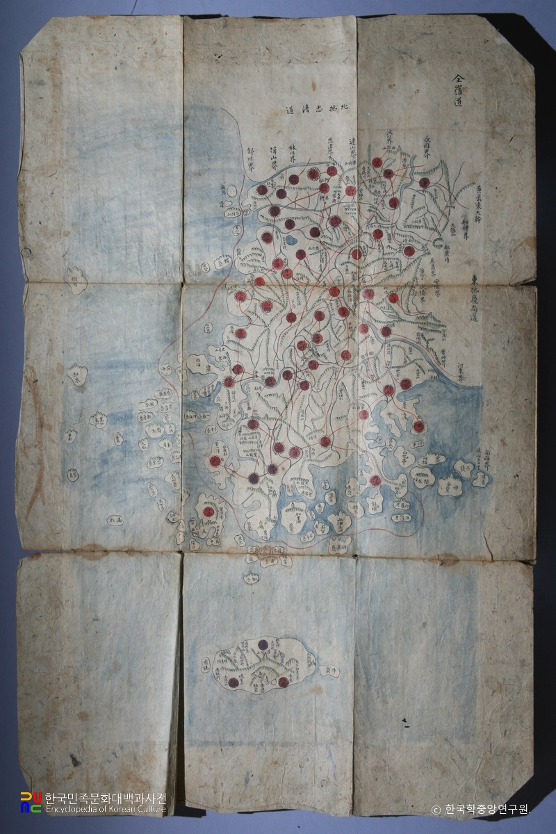 하백원의 만국전도와 동국지도 / 동국지도 중 전라도