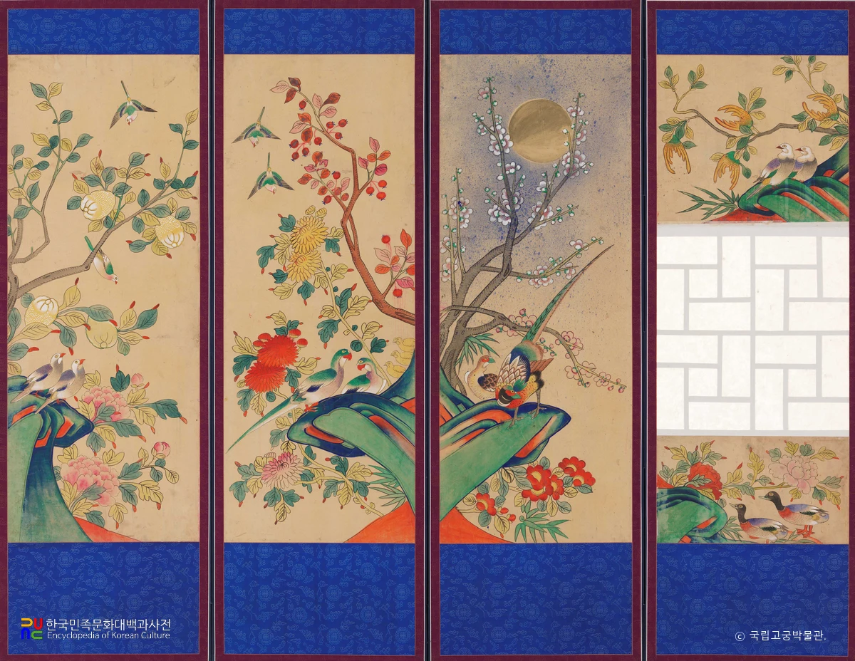 화조도 병풍