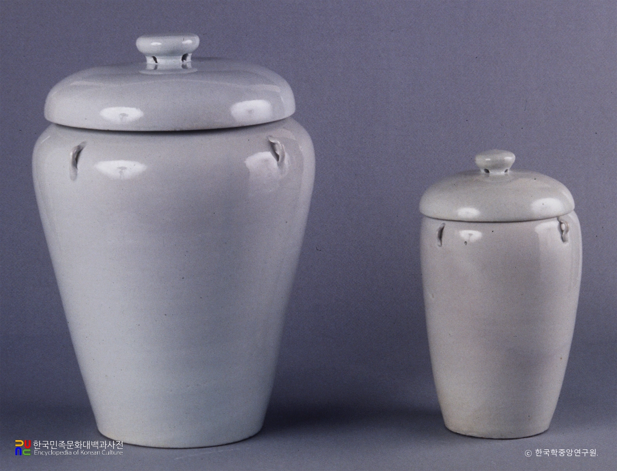 백자 태항아리 및 태지석
