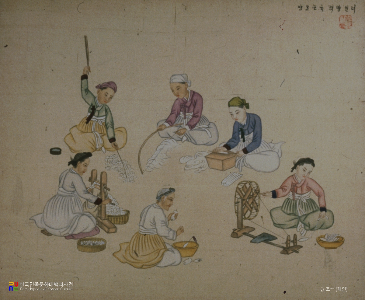 기산풍속도첩/방적