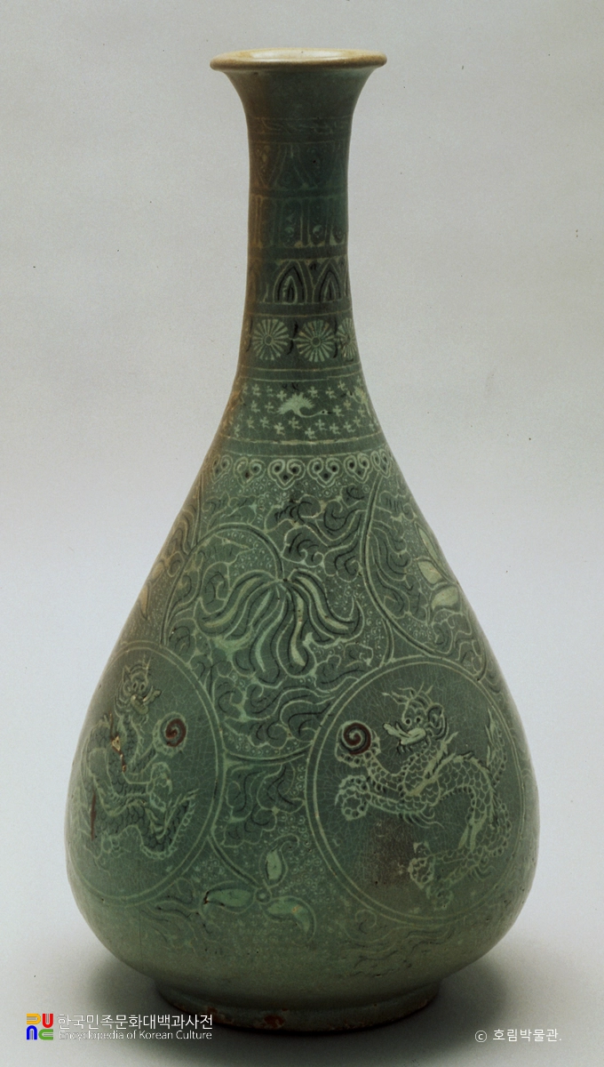 청자 상감 동채 연화당초용문 병