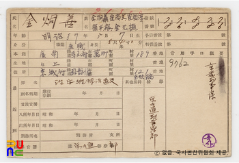 일제 주요감시대상 인물카드 김형선(金炯善)_02_후면