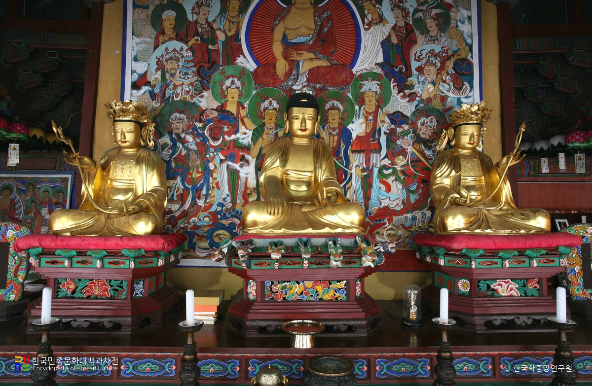 진도 쌍계사 목조삼존불좌상