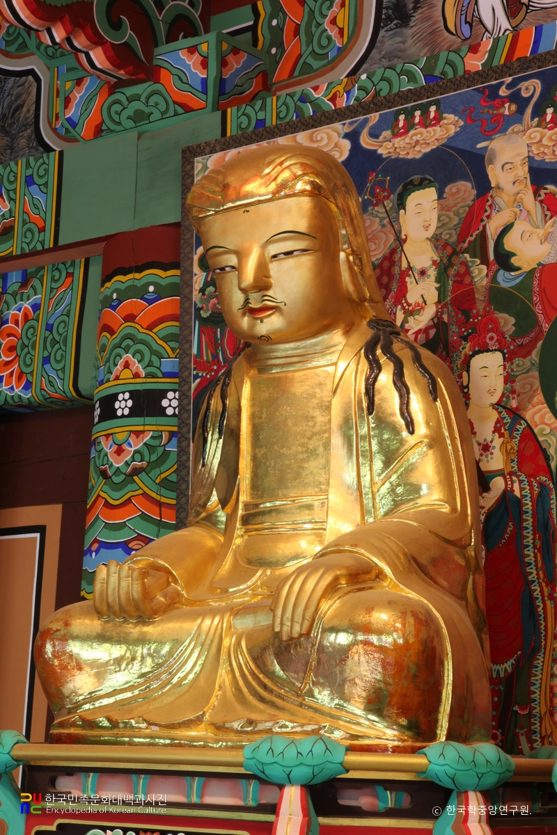 의령 수도사 석조아미타여래삼존상 중 우협시