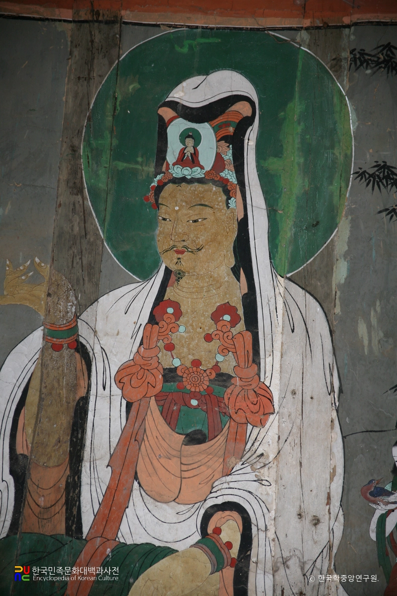보성 대원사 극락전 관음보살,달마대사 벽화