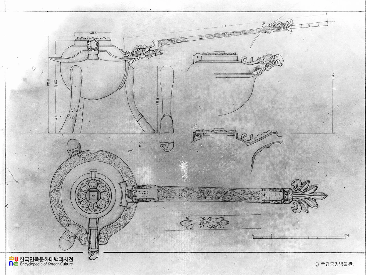 경주 금관총 출토 초두 실측도