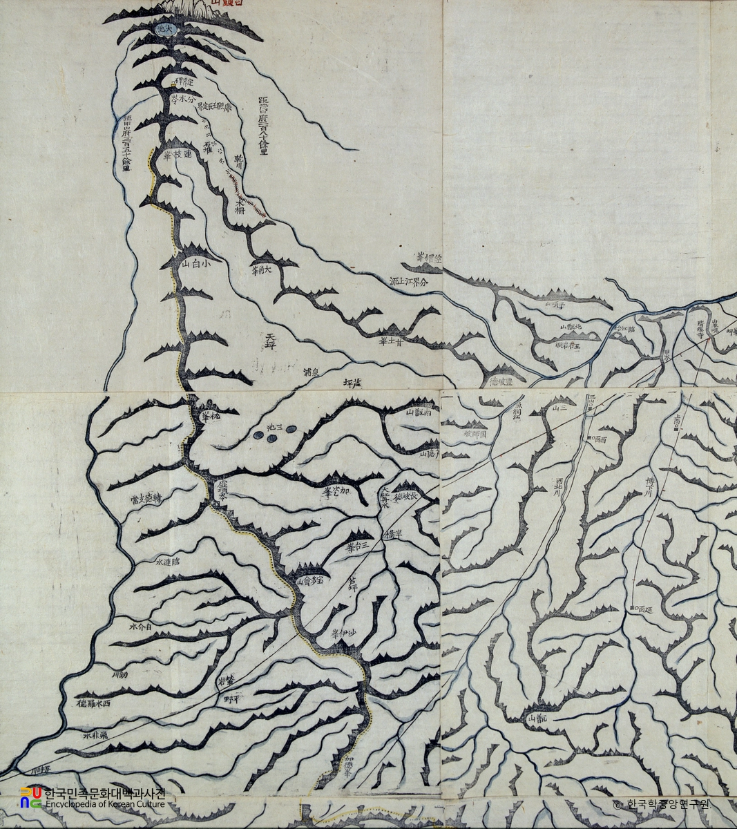 대동여지도 중 함경남도 혜산 부분