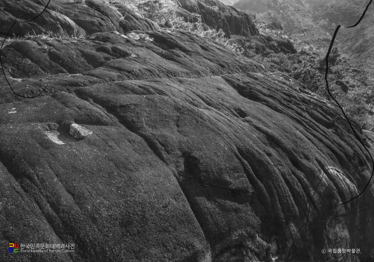 경주 남산 삼릉계 선각육존불상 상면 석구