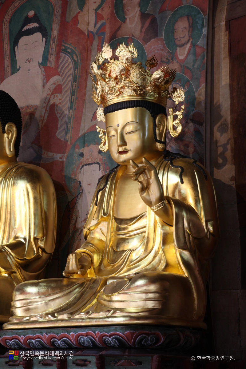 진주 청곡사 목조석가여래삼존좌상 중 좌협시 우측면