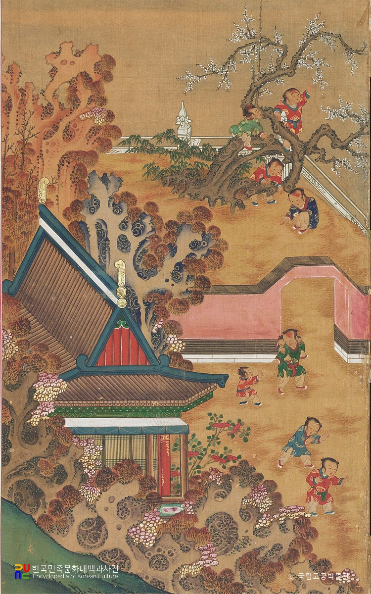 백자도 병풍 제1폭