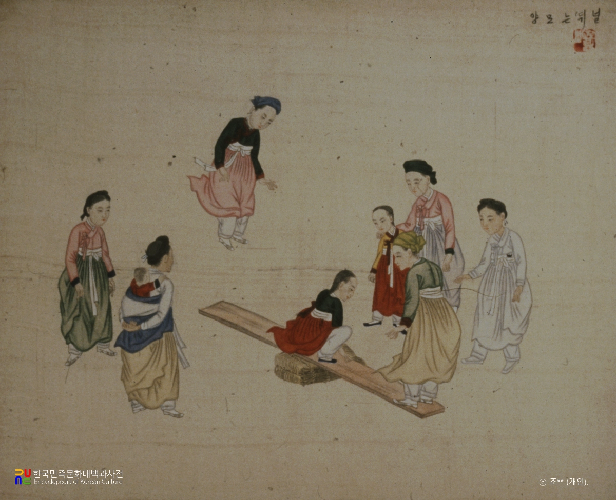 기산풍속도첩/널뛰기