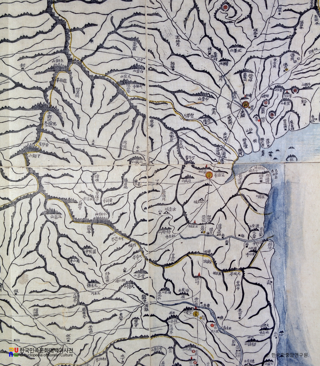 대동여지도 중 함경남도 정평 부분