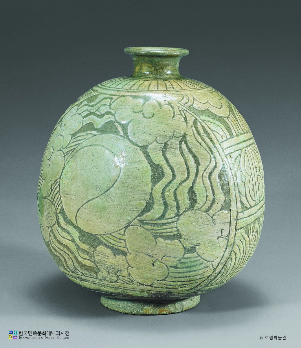 분청사기 박지태극문 편병