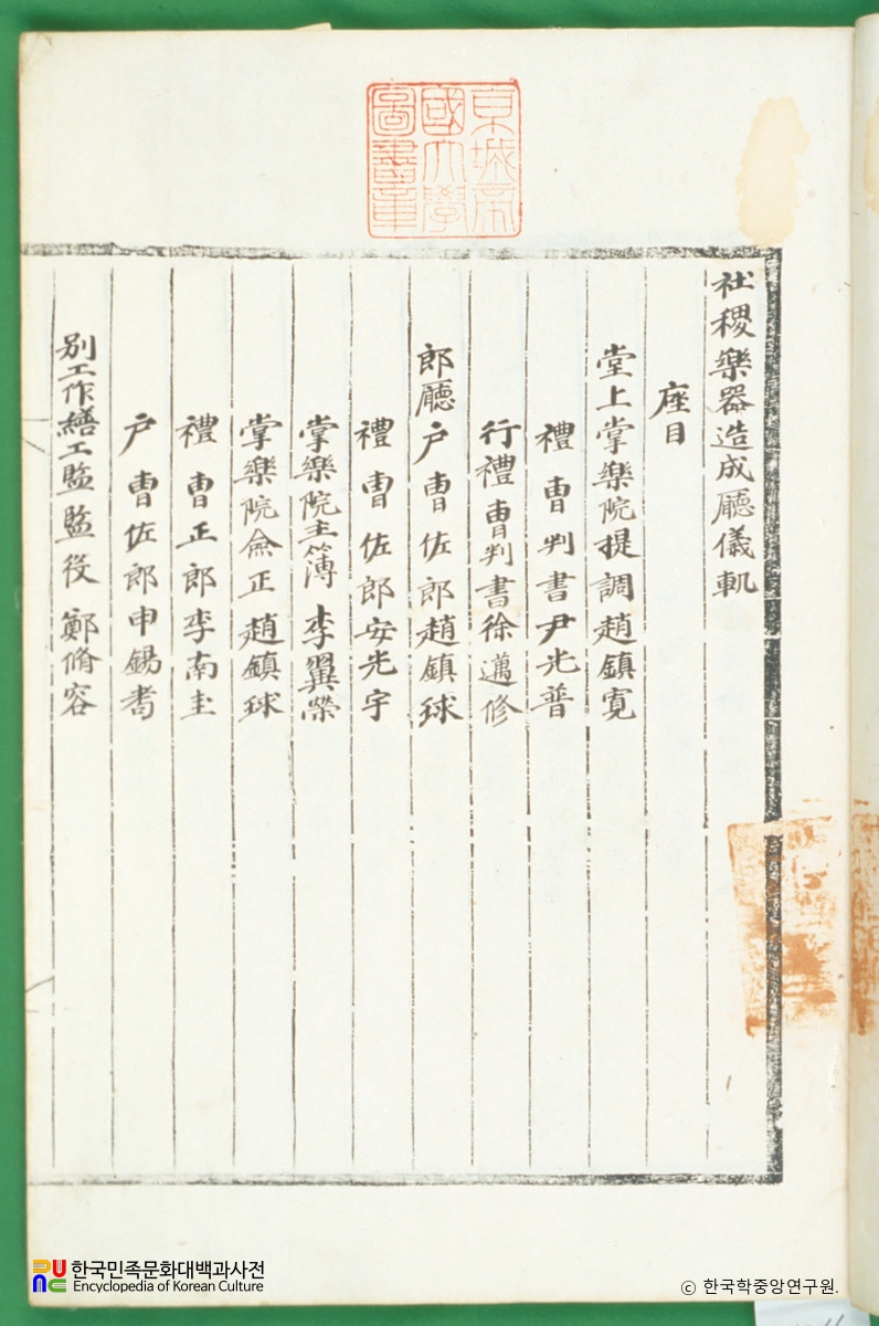 사직악기조성청의궤