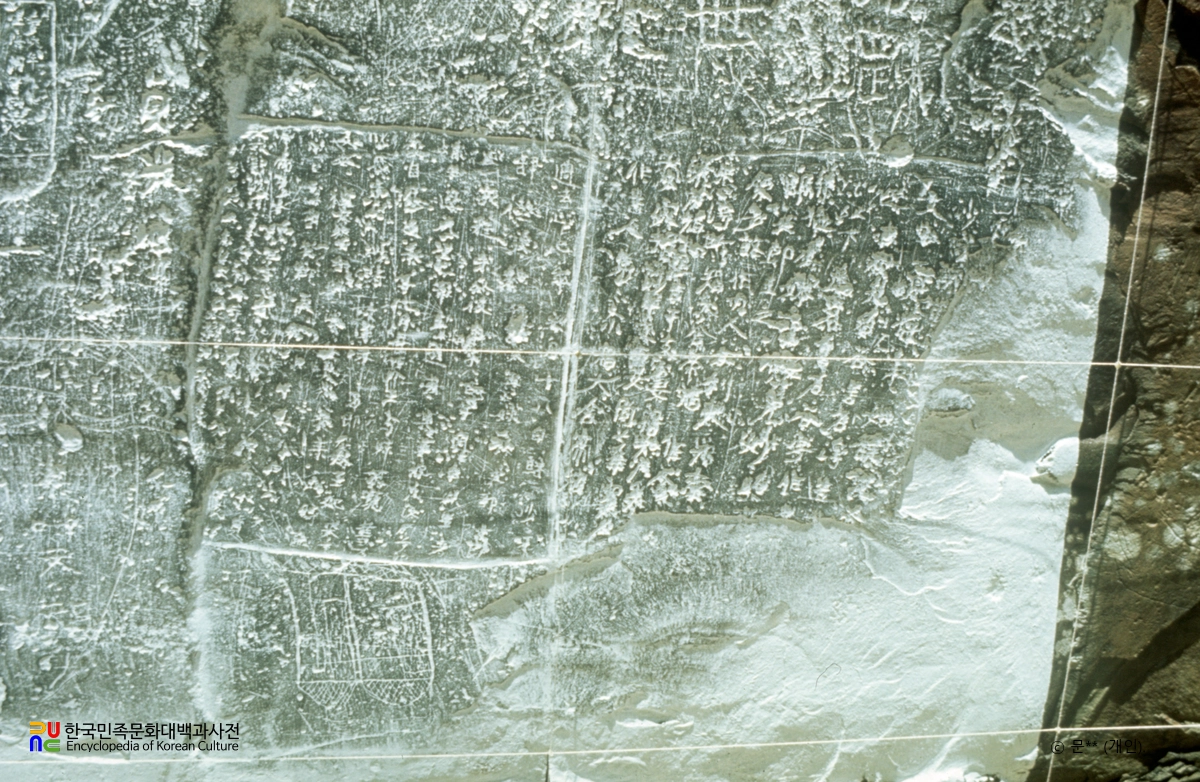 울주 천전리 각석 명문 탁본 장면