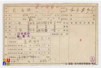 일제 주요감시대상 인물카드 박용철(朴容喆)_01_후면
